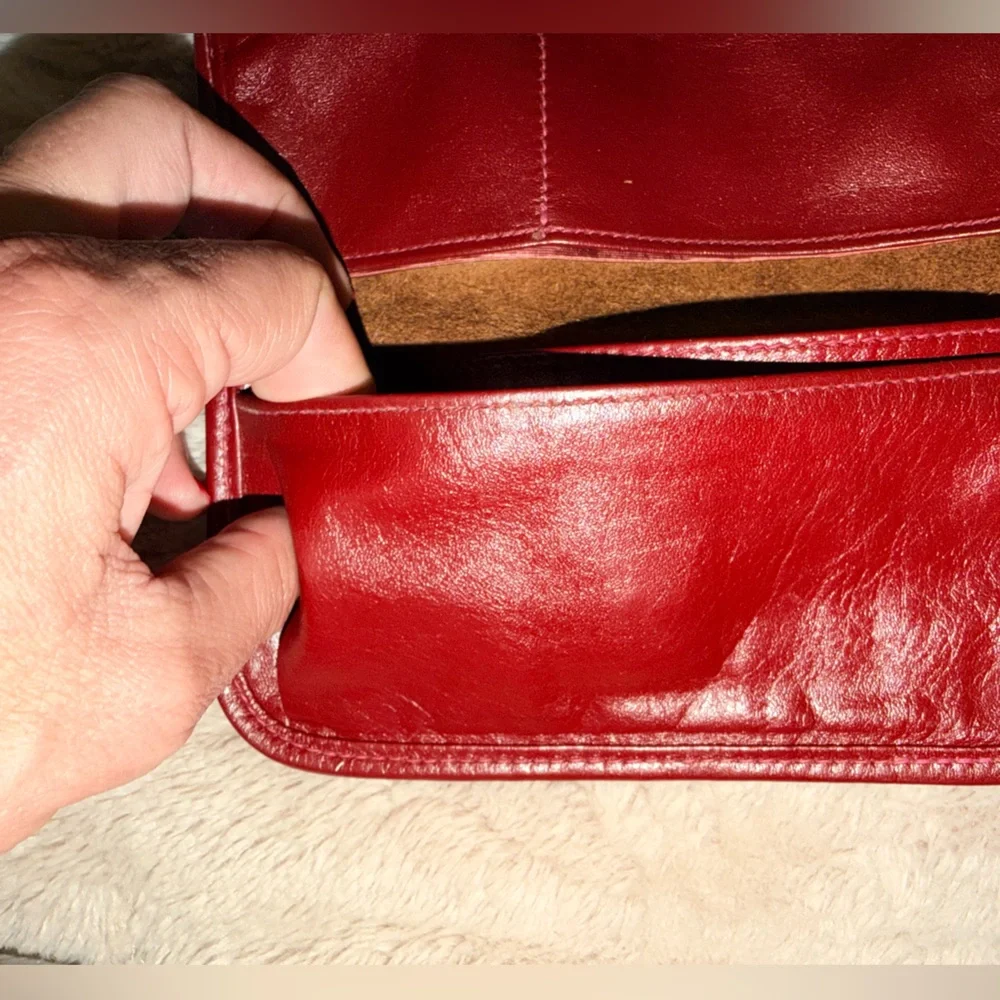 Vintage 80s PAZZO checkbook, coin, purse, wallet, red, cowhide, soft leather